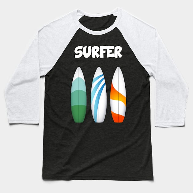 Surfer Surfing Baseball T-Shirt by vladocar